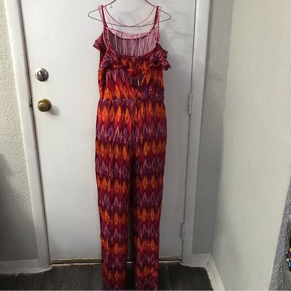 Hot Swag Multi-Color Keyhole Back Jumpsuit M Dopamine Boho Coconut Girl Prints - Picture 2 of 9